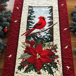 Crimson Feathered Majesty Table Runner - Made to Order TABLE928