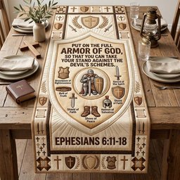 Cream Armor Shield Table Runner - Made to Order TABLE928