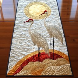 Cranes Above Red Sun and Waves Table Runner - Made to Order TABLE928