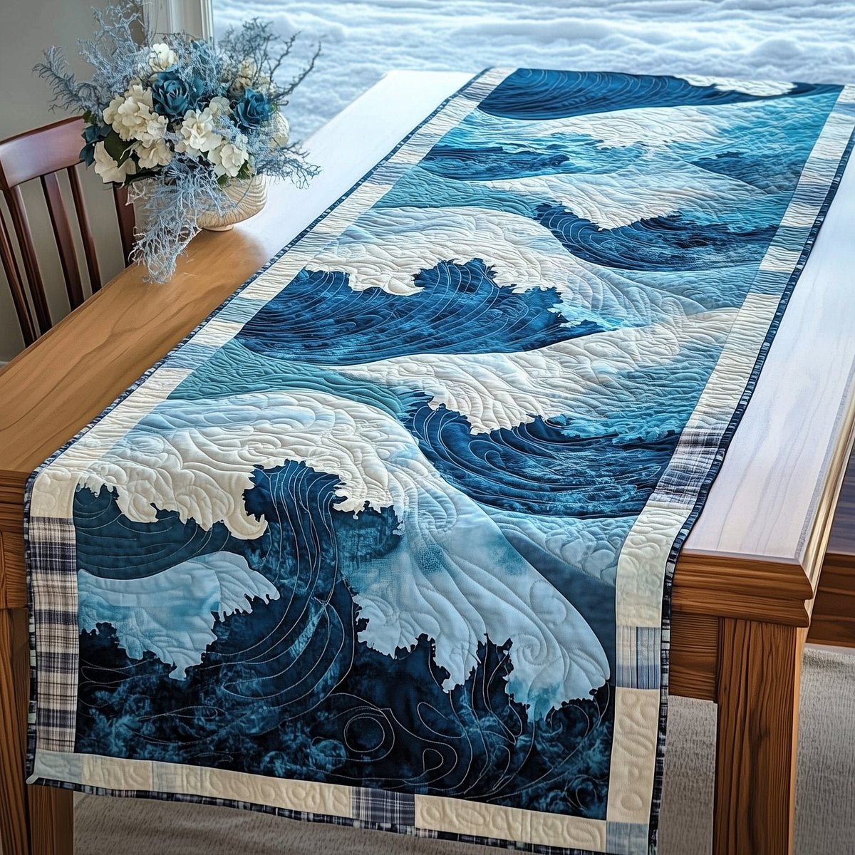 Cresting Wave on Deep Blue Sea Table Runner - Made to Order TABLE928