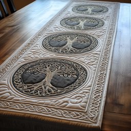 Cream Tree of Life Circles Table Runner - Made to Order TABLE928