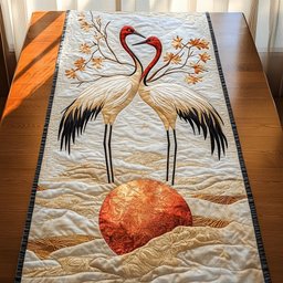 Cranes with an Orange Sun Table Runner - Made to Order TABLE928