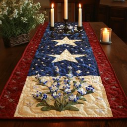 Cream Star with Blue Forget Me Nots Table Runner - Made to Order TABLE928