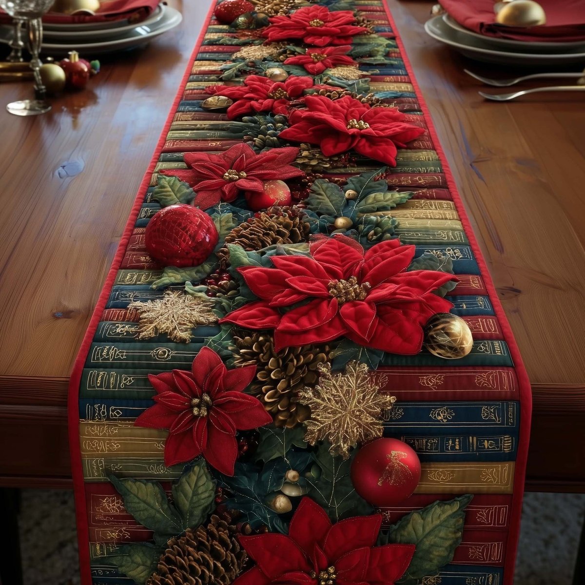 Crimson Pages Table Runner - Made to Order TABLE928