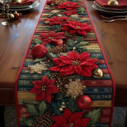 Crimson Pages Table Runner - Made to Order TABLE928