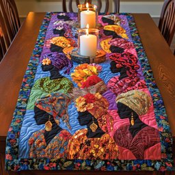 Crowd of Women in Floral Headwraps Table Runner - Made to Order TABLE928