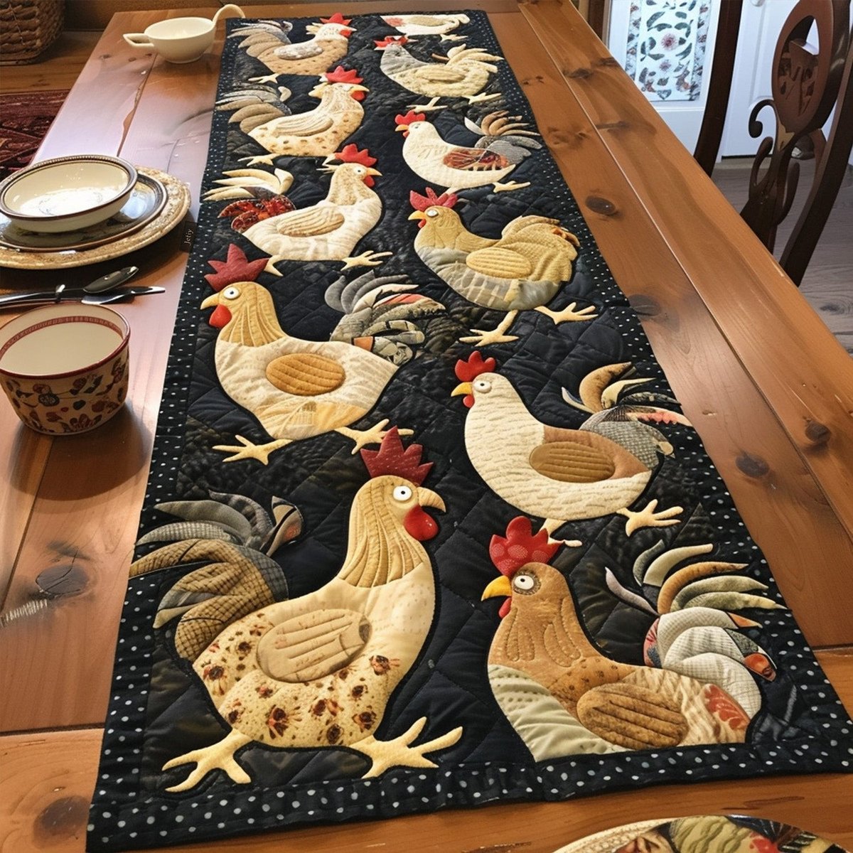 Crazy Poultry Patchwork Table Runner - Made to Order TABLE928