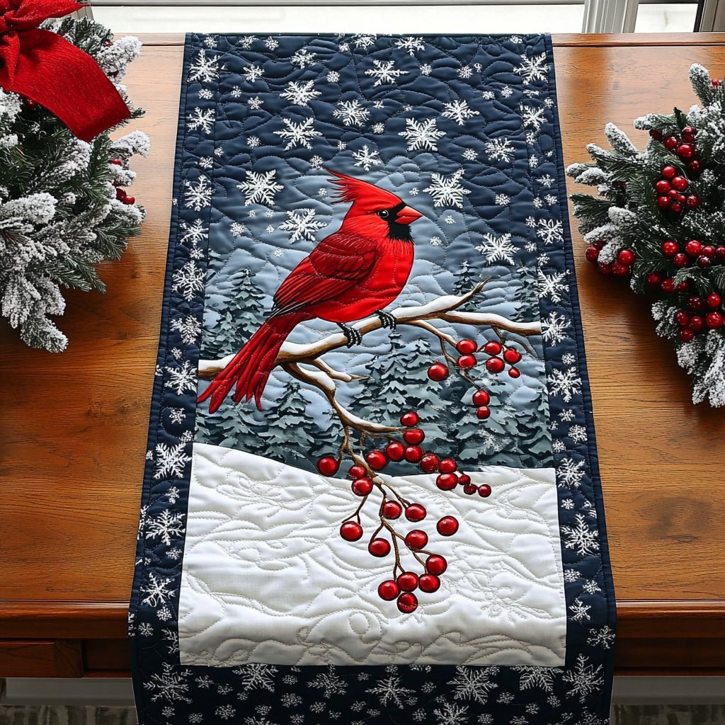 Crimson Songbird Charm Table Runner - Made to Order TABLE928