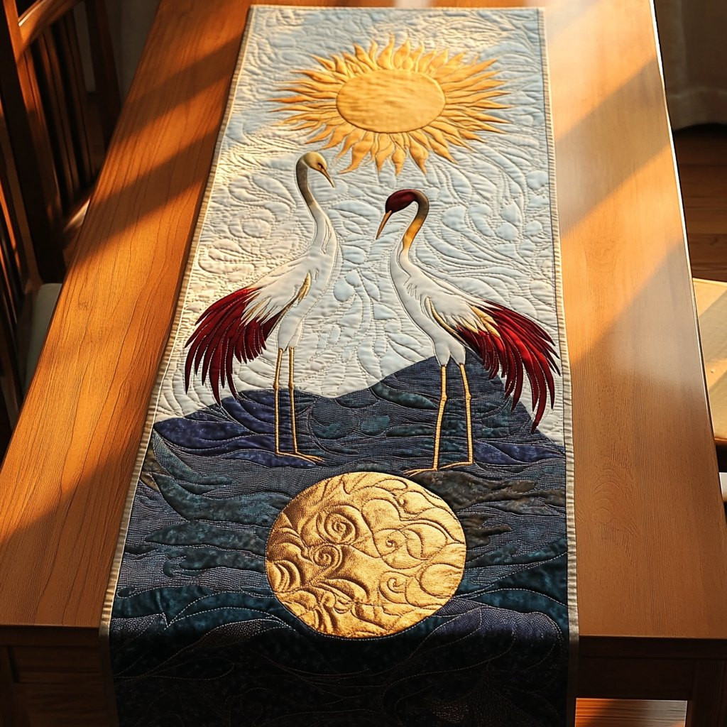 Cranes Before Blue Mountains Table Runner - Made to Order TABLE928