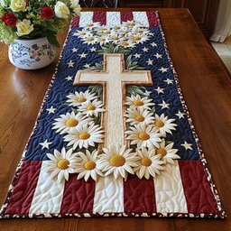 Cross Daisy Patriot Table Runner - Made to Order TABLE928