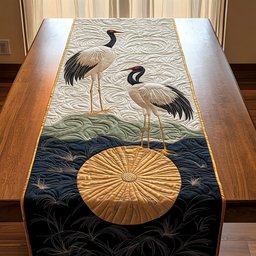 Cranes on the Golden Sun Pond Table Runner - Made to Order TABLE928
