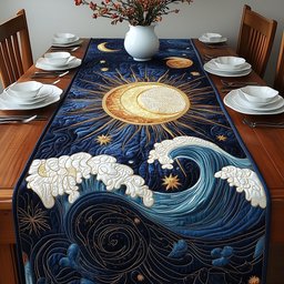 Crescent Moon over Rolling Waves Table Runner - Made to Order TABLE928