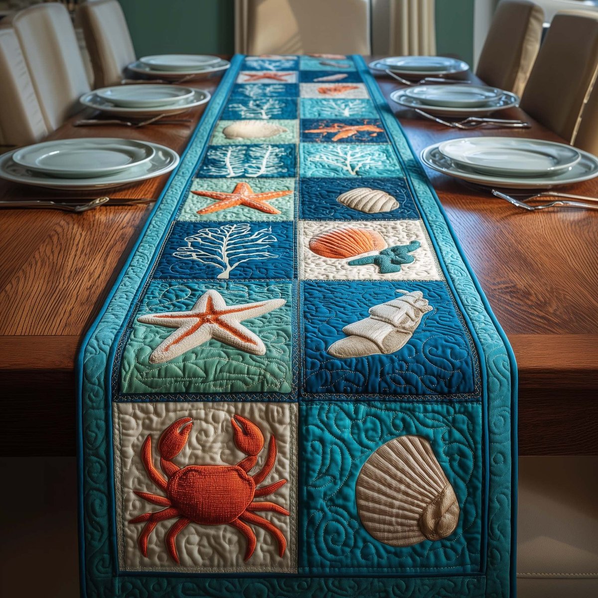Coastal Patchwork Table Runner - Made to Order TABLE928
