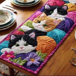 Color Splash Meow Table Runner - Made to Order TABLE928