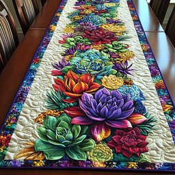 Colorful Succulent Garden Table Runner - Made to Order TABLE928