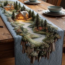 Cottage with Winding Garden Path Table Runner - Made to Order TABLE928