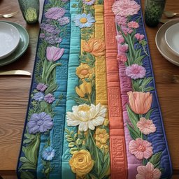 Colorful Books with Spring Blooms Table Runner - Made to Order TABLE928