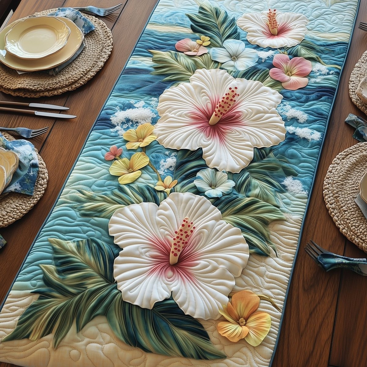Coastal Hibiscus Paradise Table Runner - Made to Order TABLE928