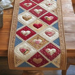 Country Patchwork Heart Table Runner - Made to Order TABLE928