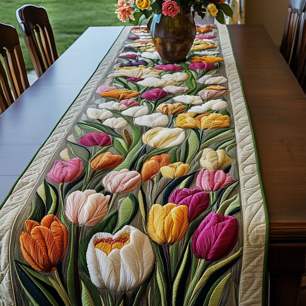 Colorful Tulips in Bloom Table Runner - Made to Order TABLE928