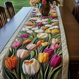 Colorful Tulips in Bloom Table Runner - Made to Order TABLE928