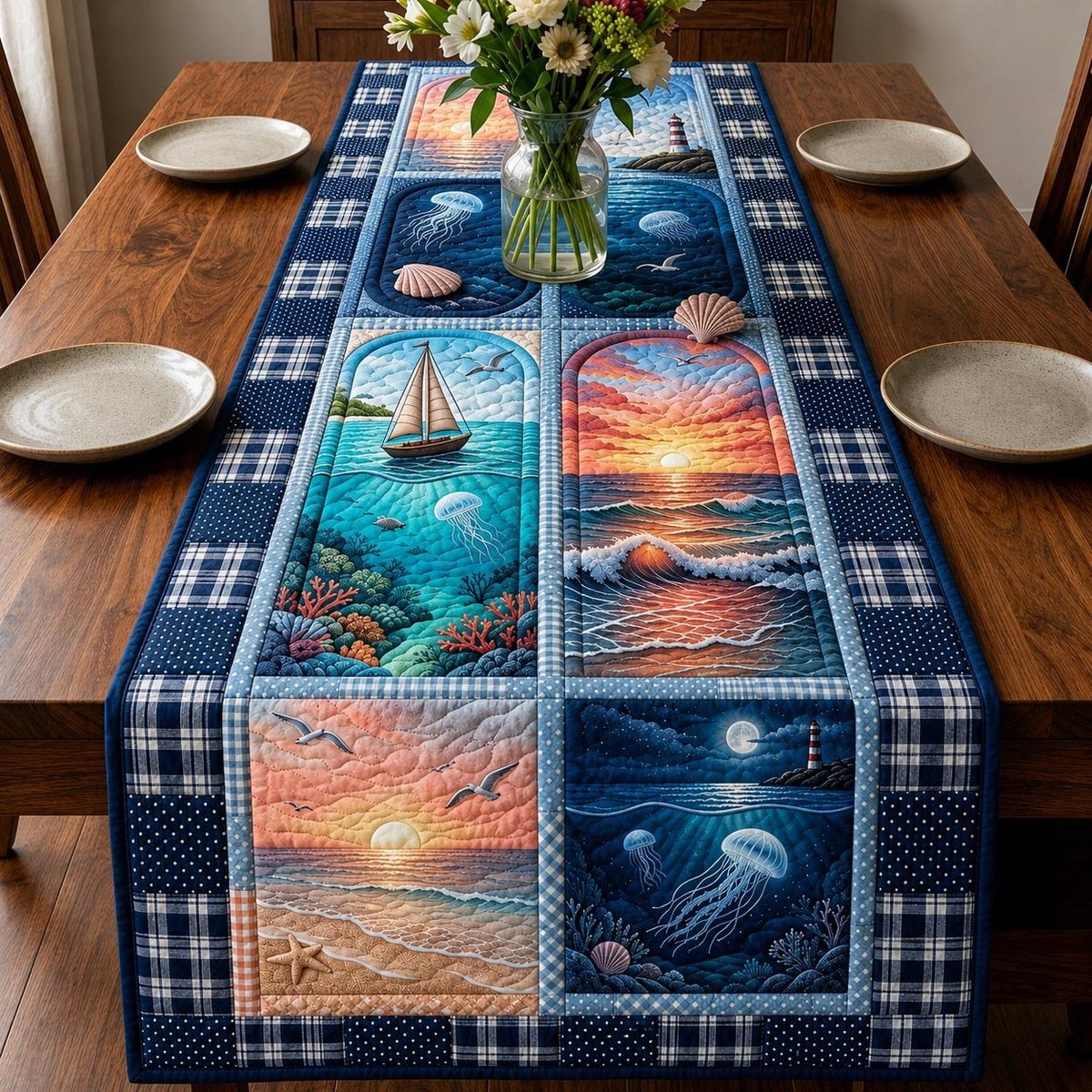 Coastal Shell Table Runner - Made to Order TABLE928