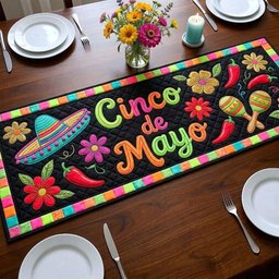 Cinco de Mayo with Sombrero Table Runner - Made to Order TABLE928