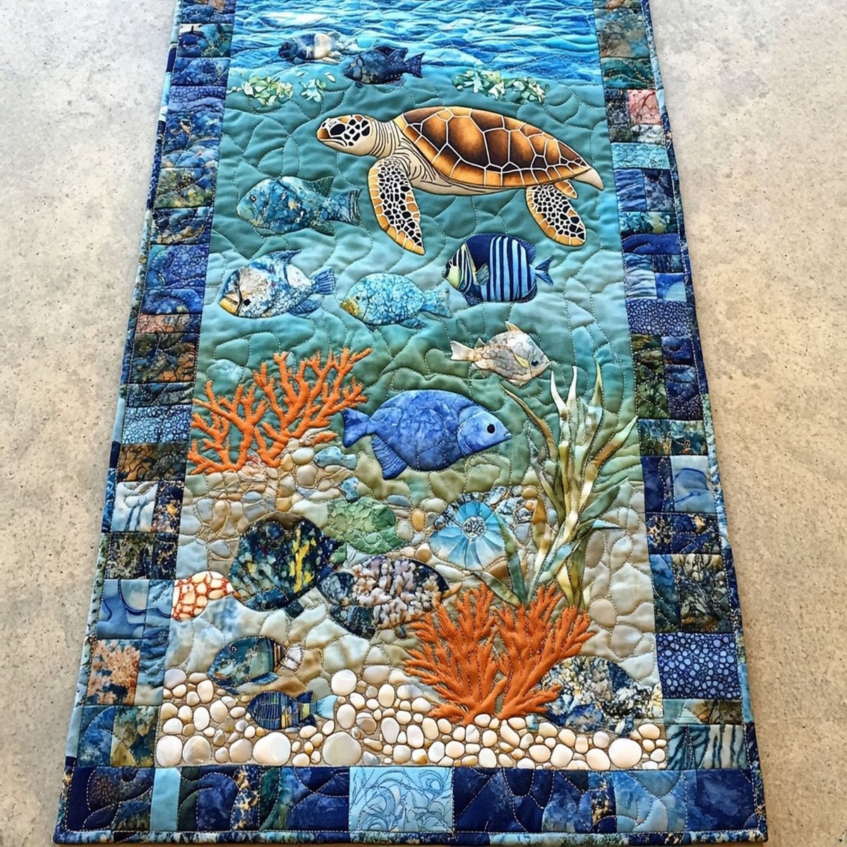 Coral Turtle Table Runner - Made to Order TABLE928