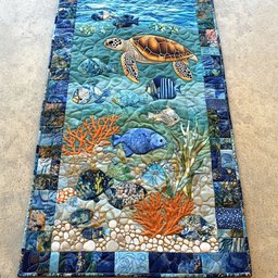 Coral Turtle Table Runner - Made to Order TABLE928