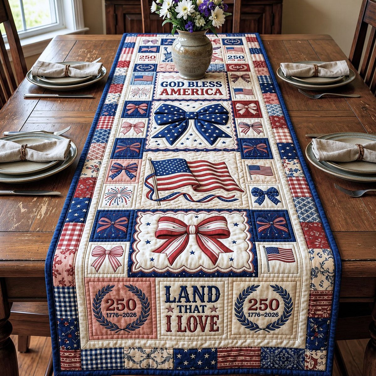 Coquette God Bless Table Runner - Made to Order TABLE928