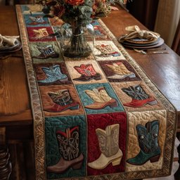 Cowboy Boots and Hats Blocks Table Runner - Made to Order TABLE928
