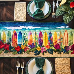 Colorful Surfboards on the Beach Table Runner - Made to Order TABLE928