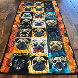 Colorful Pug Face Blocks Table Runner - Made to Order TABLE928