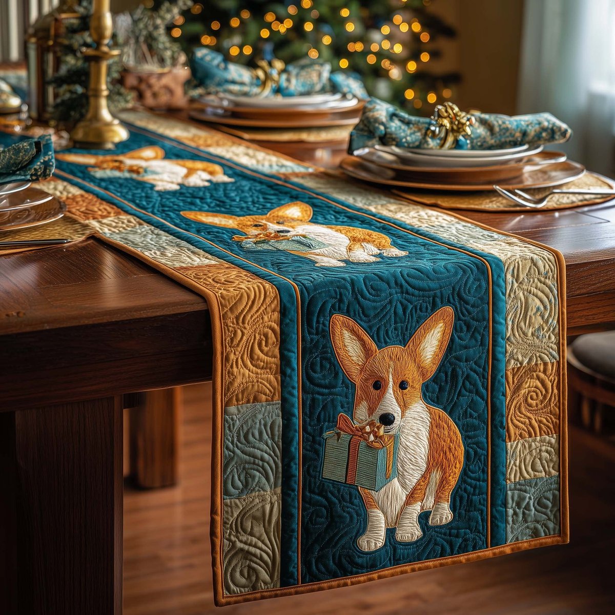 Corgi Parcel Table Runner - Made to Order TABLE928