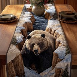 Close Brown Bear Head Portrait Table Runner - Made to Order TABLE928