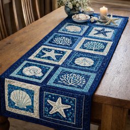 Coastal Shell Patchwork Table Runner - Made to Order TABLE928
