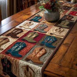 Cowboy Boots in Quilt Blocks Table Runner - Made to Order TABLE928