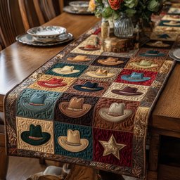 Cowboy Hats and Stars Patchwork Table Runner - Made to Order TABLE928