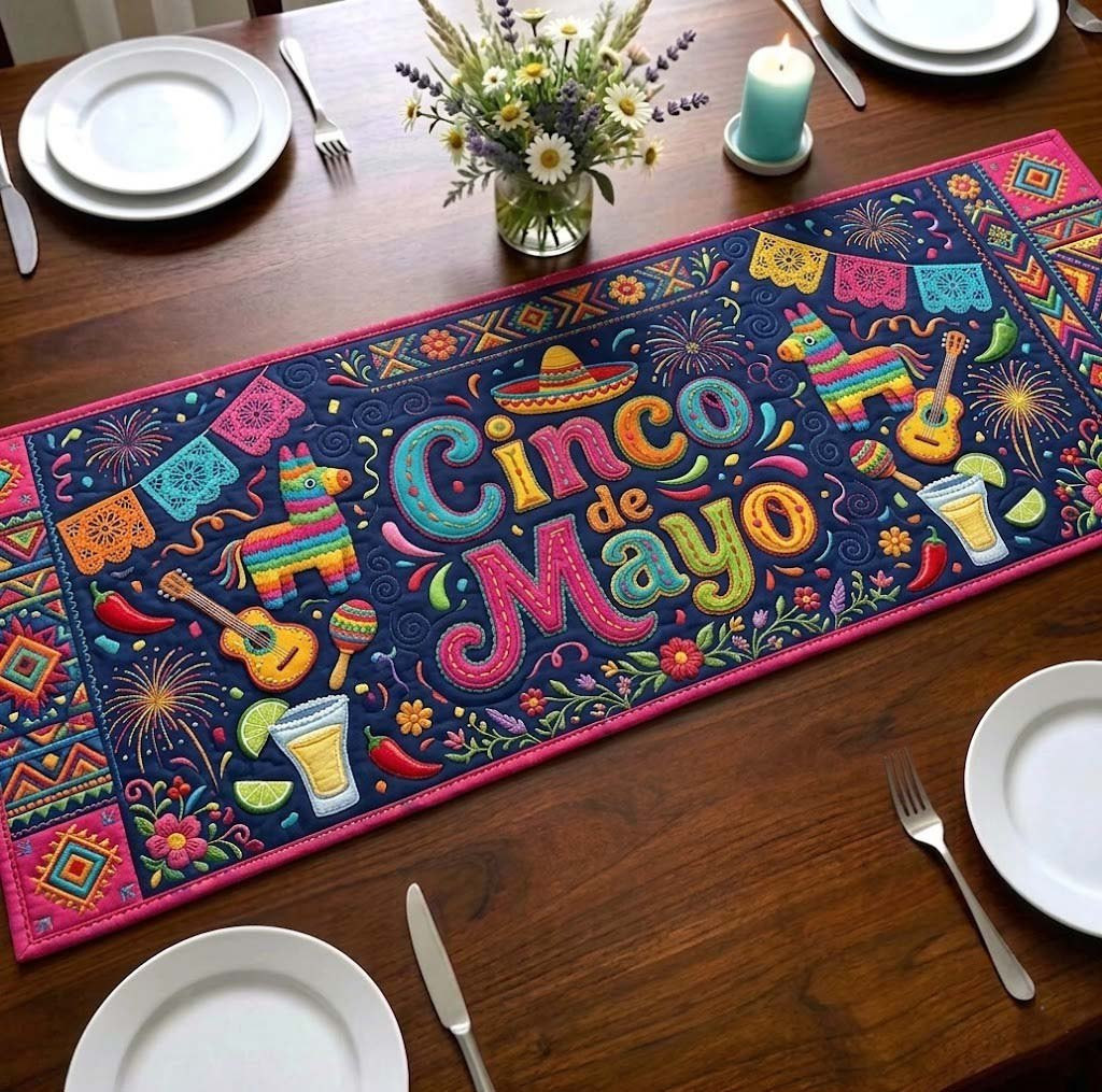 Cinco de Mayo on Navy Table Runner - Made to Order TABLE928