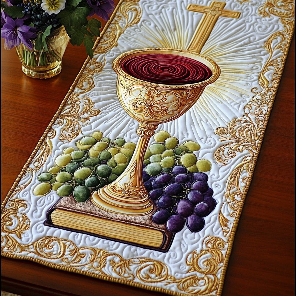 Chalice with Grapes and Loaf Table Runner - Made to Order TABLE928