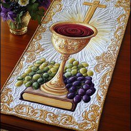 Chalice with Grapes and Loaf Table Runner - Made to Order TABLE928