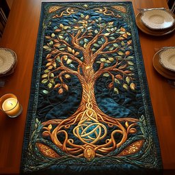 Celtic Tree of Life on Teal Table Runner - Made to Order TABLE928