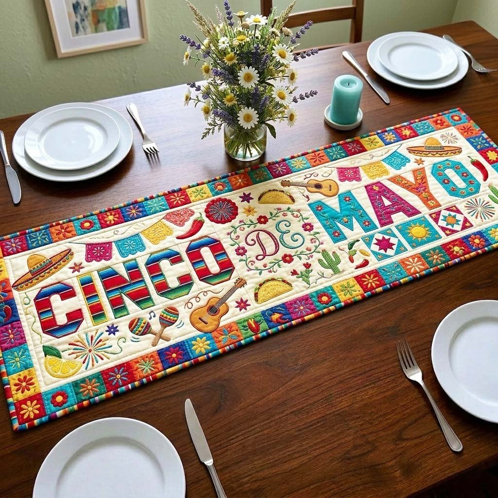 Cinco de Mayo Cactus Letters Table Runner - Made to Order TABLE928