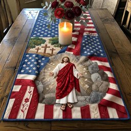 Christ Before the Flag and Crosses Table Runner - Made to Order TABLE928