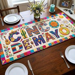 Cinco de Mayo Bold Letters Table Runner - Made to Order TABLE928