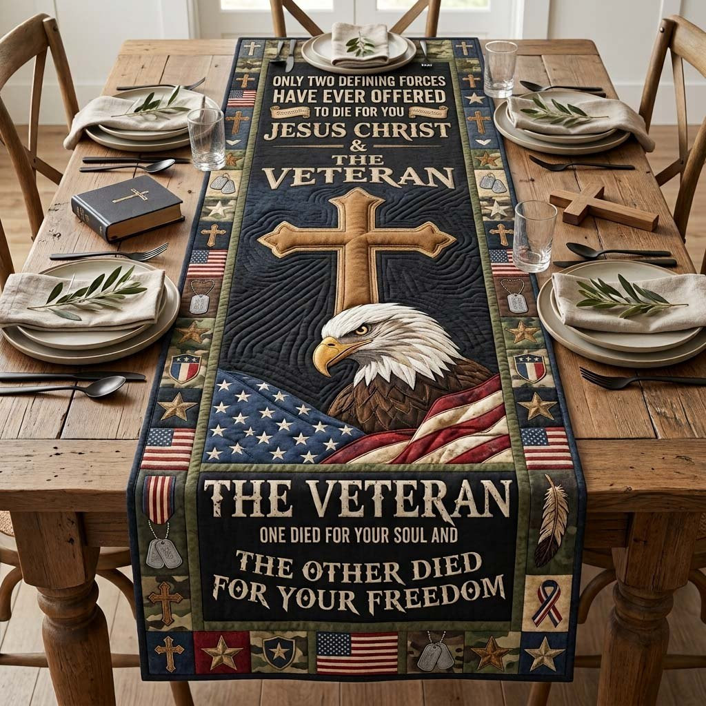 Christ and Veteran Table Runner - Made to Order TABLE928