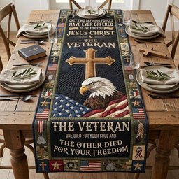 Christ and Veteran Table Runner - Made to Order TABLE928