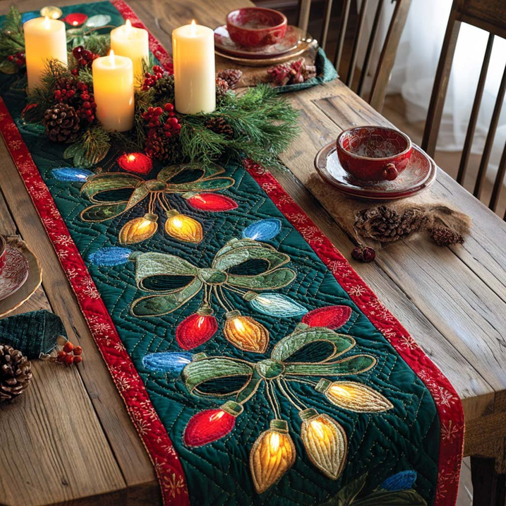 Christmas Ornaments on Green Boughs Table Runner - Made to Order TABLE928