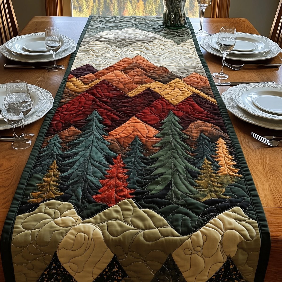 Chevron Forest in Fall Colors Table Runner - Made to Order TABLE928