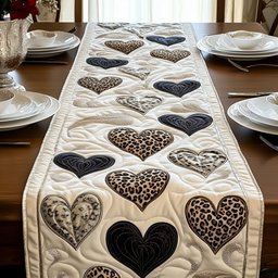 Cheetah Hearts with Golden Trim Table Runner - Made to Order TABLE928